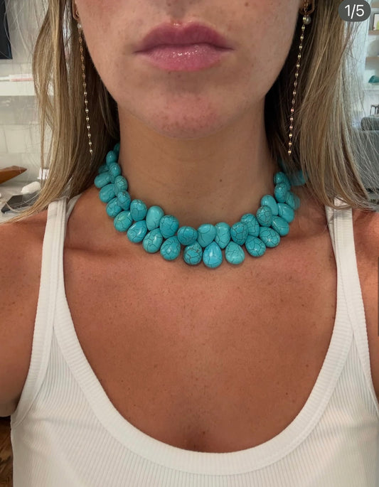 Chunky Teardrop turquoise choker