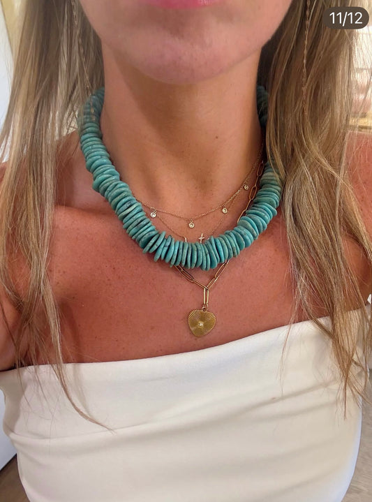 Modern turquoise disc necklace